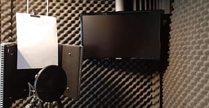 Studio monitor in home voiceover studio