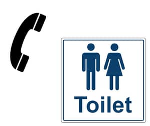 A phone symbol and a toilet symbol